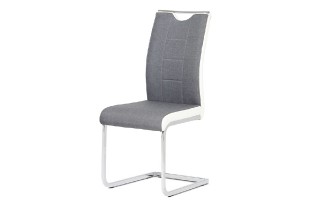 Jídelní židle chrom / šedá látka + bílá koženka DCL-410 GREY2